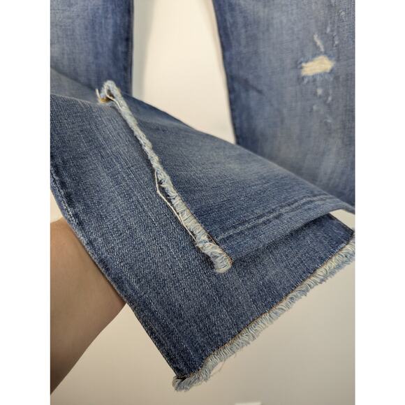 Vince Distressed Raw Hem Button Fly Straight Leg Jean - Picture 2 of 8